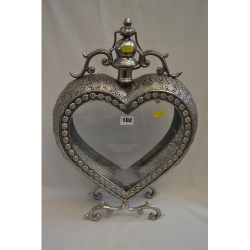 102 - HEART SHAPED METAL LANTERN