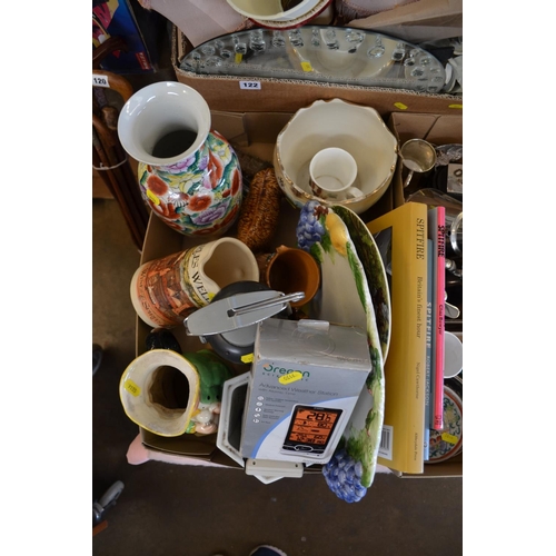 121 - BURLINGTON TOBY JUG, ORIENTAL VASE, CHARLES WELLS ADVERTISING WATER JUG, OREGAN ADVANCED WEATHER STA... 