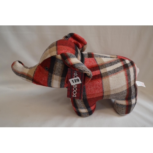 129 - TARTAN ELEPHANT DOORSTOP