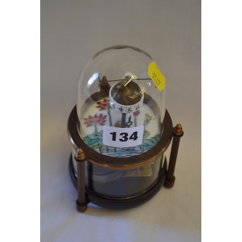 134 - BRASS AQUARIUM AUTOMATON MANTEL CLOCK