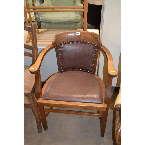 455 - EDWARDIAN OAK TUB OFFICE ARMCHAIR