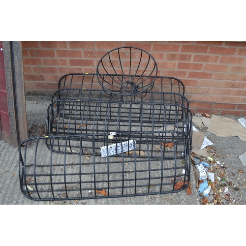 617 - 4 PLASTIC COATED WIRE MANGERS AND HANGING BASKET