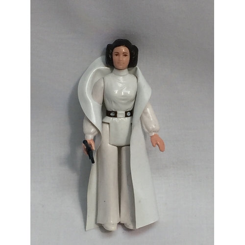 2 - STAR WARS PRINCESS LEIA TRANSLUCENT WITH WHITE VINYL CAPE AND ORIGINAL BLUE WEAPON HONG KONG 1977