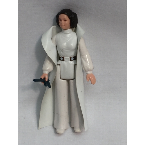 3 - STAR WARS PRINCESS LEIA TRANSLUCENT WITH WHITE VINYL CAPE AND ORIGINAL BLUE WEAPON HONG KONG 1977