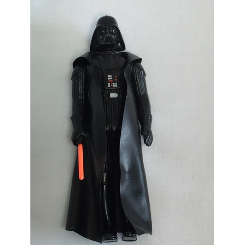 29 - STAR WARS DARTH VAIDER WITH BLACK VINYL CAPE, RED SABER (SABER TIP MISSING)