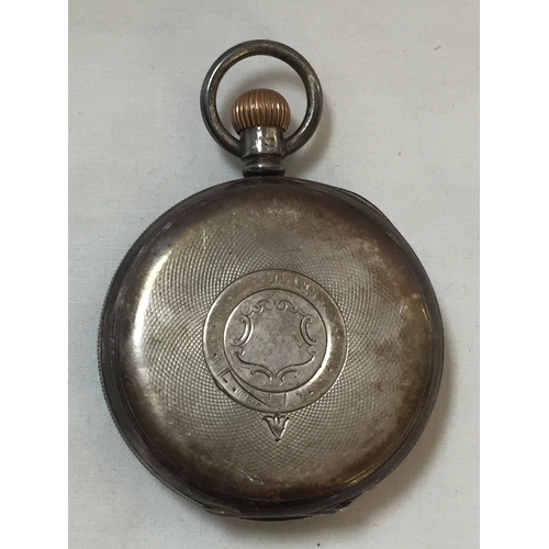 312 - SILVER CASED POCKET WATCH; BIRMINGHAM 1905 BY LANCASHIRE WATCH CO (DENNISON WATCH CASE)