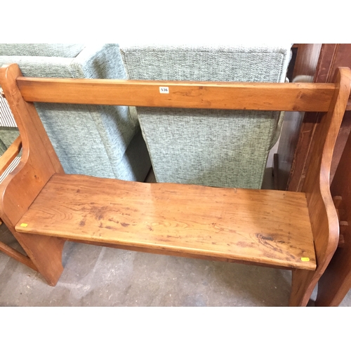 536 - PAIR OF OAK RAIL BACK BENCHES