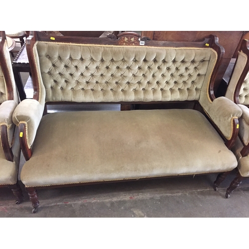 560 - LATE VICTORIAN INLAID ROSEWOOD SALON SUITE COMPRISING 2 SEATER SETTEE, 2 ARMCHAIRS, 4 DINING CHAIRS ... 