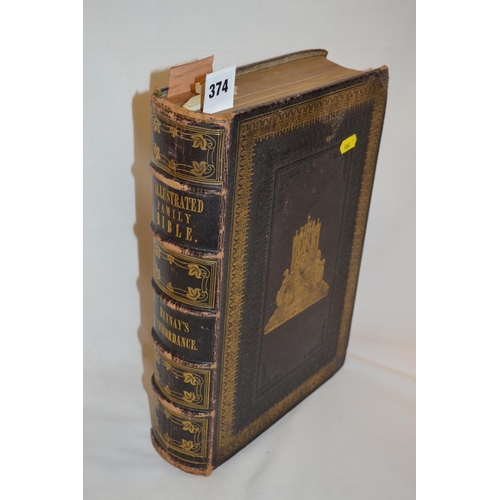 374 - 1840 LEATHER BOUND WITH GOLD TOOLING FAMILY BIBLE