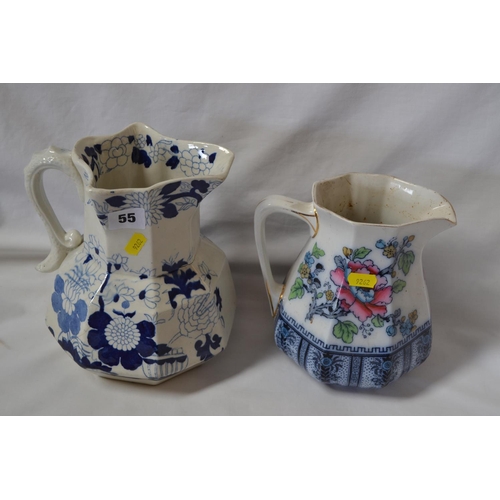 55 - MASON'S BLUE AND WHITE IRONSTONE JUG (FIRE CRACK) AND LOSOL WARE SHANGHAI JUG