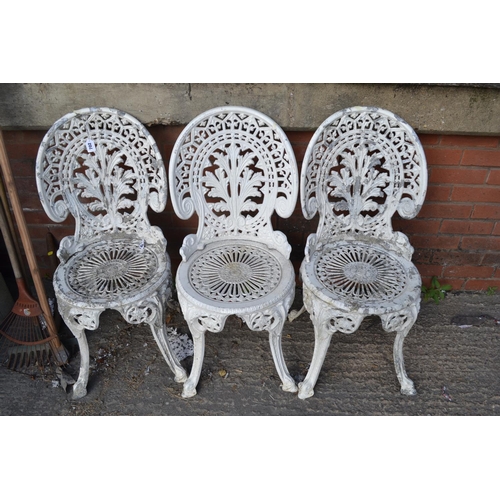 702 - 3 WHITE PAINTED GALVANISED GARDEN CHAIRS