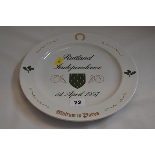 72 - 1997 RUTLAND INDEPENDENCE PLATE 1ST APRIL