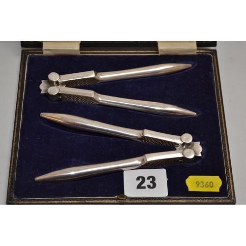 23 - PAIR OF STAINLESS STEEL NUTCRACKERS IN CASE