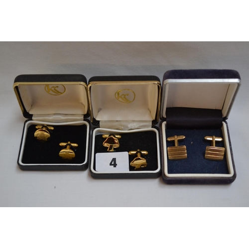 4 - 3 PAIRS OF CUFFLINKS