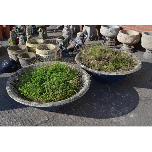 769 - PAIR OF LARGE CIRCULAR PAINTED PLANTERS 90CM DIAMETER