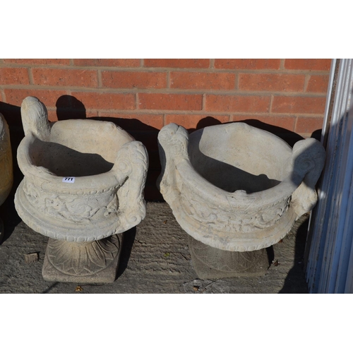 771 - PAIR OF 2 HANDLED URNS