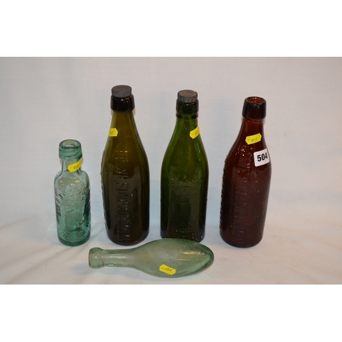 505 - 5 VARIOUS OLD BOTTLES