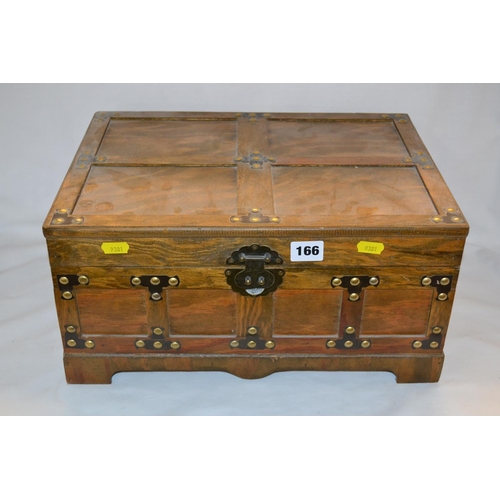 166 - PANELLED OAK BOX