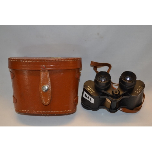 179 - PAIR OF BOOTS 8 X 30 BINOCULARS IN LEATHER CASE