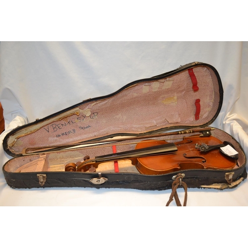 184 - DE JACQUES, FRANCE, CHILDS VIOLIN WITH BOW IN CASE