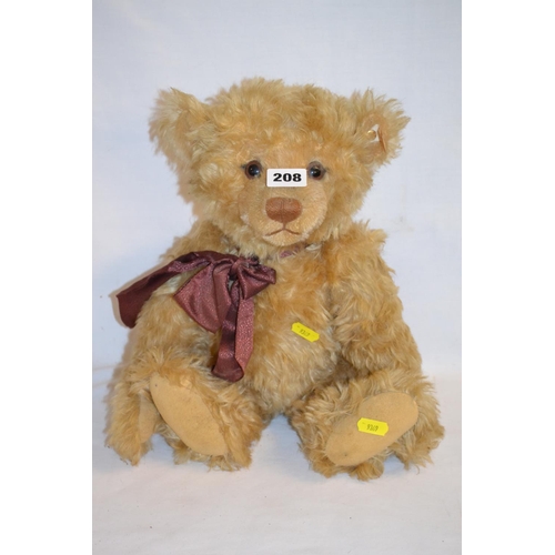 208 - LIMITED EDITION STEIFF JOINTED TEDDY BEAR, BUTTON TAG, 1999 (03538)