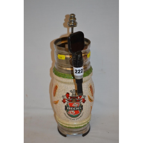 222 - BECK'S CERAMIC BEER PUMP TABLE LAMP