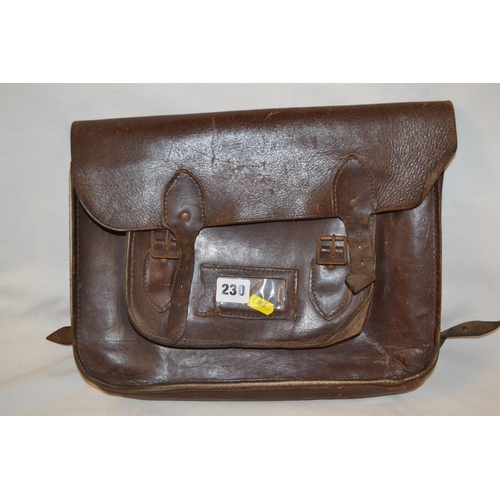 230 - 1960'S LEATHER SCHOOL SATCHEL