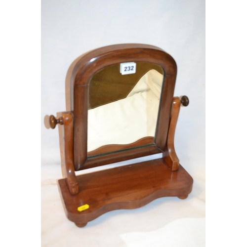 232 - 19TH CENTURY MAHOGANY SWING TOILET MIRROR ON SHAPED BASE