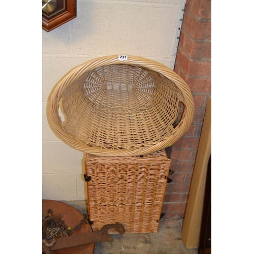 237 - CANE WASHING BASKET AND HAMPER