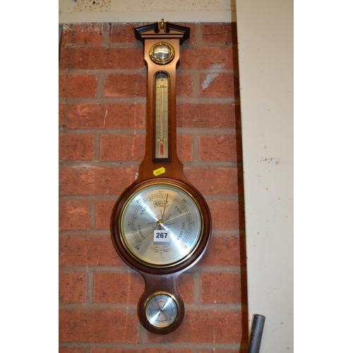 267 - MODERN MAHOGANY WHEEL BAROMETER