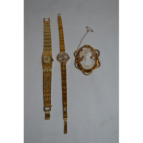 333 - LADIES SEIKO AND ROTARY WRISTWATCHES AND CAMEO BROOCH