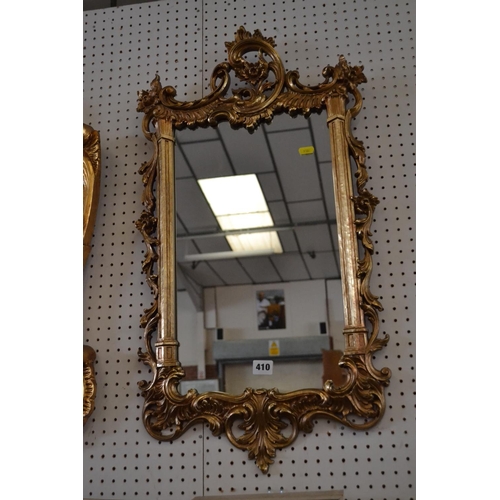 410 - MODERN WALL MIRROR IN ORNATE GILT FRAME