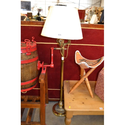 435 - RETRO ADJUSTABLE BRASS STANDARD LAMP AND SHADE