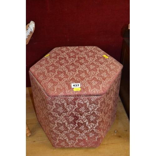 437 - HEXAGONAL UPHOLSTERED WORKBOX / STOOL