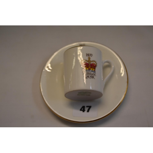 47 - ROYAL TUSCAN COMMEMORATIVE COFFEE CAN AND SAUCER 1977