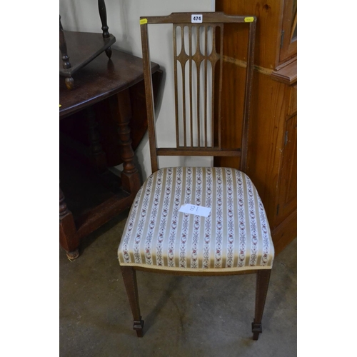 474 - EDWARDIAN INLAID MAHOGANY HIGH BACK BEDROOM CHAIR