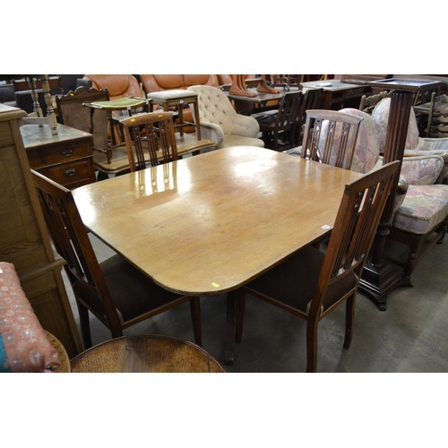 484 - REGENCY MAHOGANY BREAKFAST TABLE AND SET OF 4 EDWARDIAN INLAID MAHOGANY HIGH BACK DINING CHAIRS