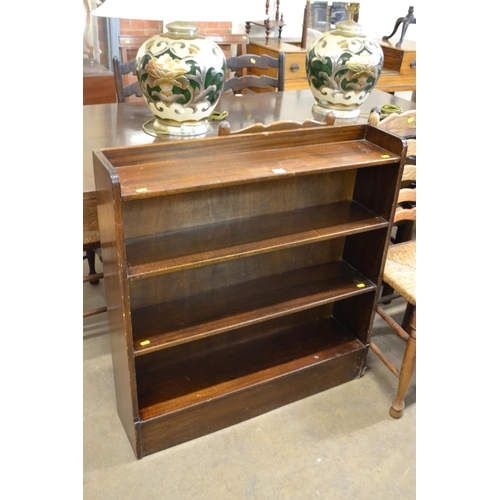 489 - MAHOGANY OPEN FRONTED BOOKCASE