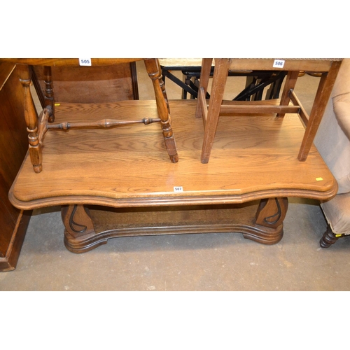 507 - REPRODUCTION OAK SHAPED TOP COFFEE TABLE