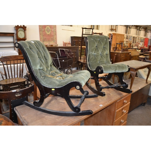 527 - TWO EBONISED VICTORIAN CHILDS ROCKING CHAIRS