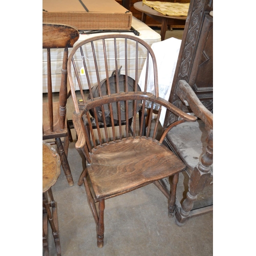 565 - 19TH CENTURY ELM SPINDLE BACK WINDSOR ARMCHAIR