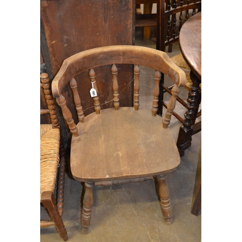 583 - EDWARDIAN SPINDLE BACK OFFICE ARMCHAIR