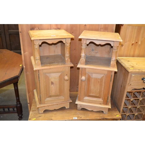 600 - PAIR OF PINE BEDSIDE CUPBOARDS