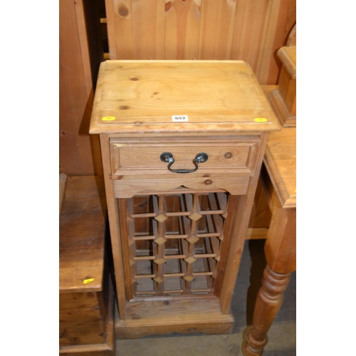 602 - PINE 15 BOTTLE WINE CABINET FITTED DRAWER