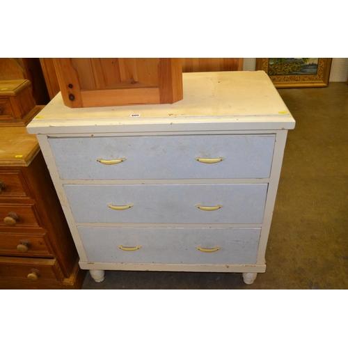 605 - PAINTED PINE CHEST OF 3 DRAWERS