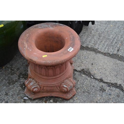 672 - TERRACOTTA CORINTHIAN PLANTER 38CM WIDTH X 38CM HIGH