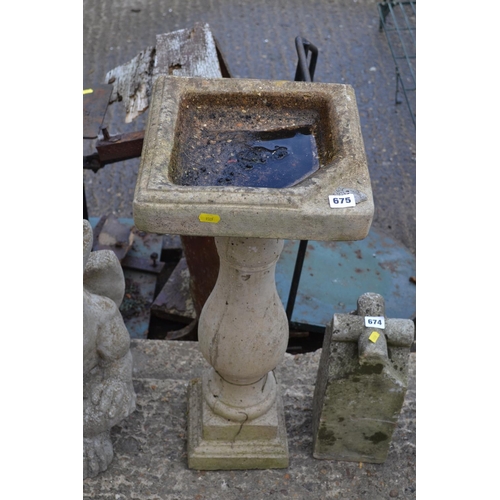 675 - SQUARE STONEWARE BIRD BATH