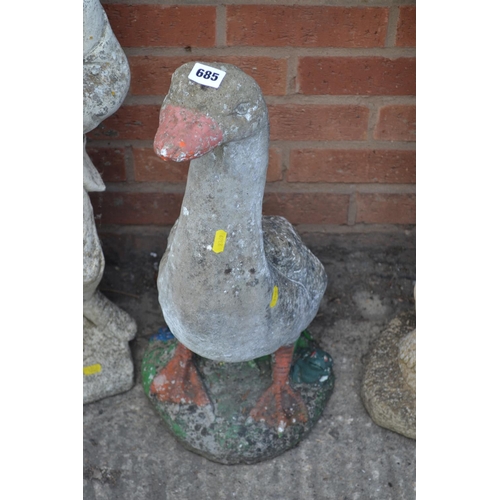 685 - STONEWARE GARDEN GOOSE 60CM HIGH