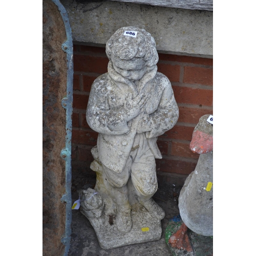 686 - STONEWARE GARDEN BOY 73CM HIGH