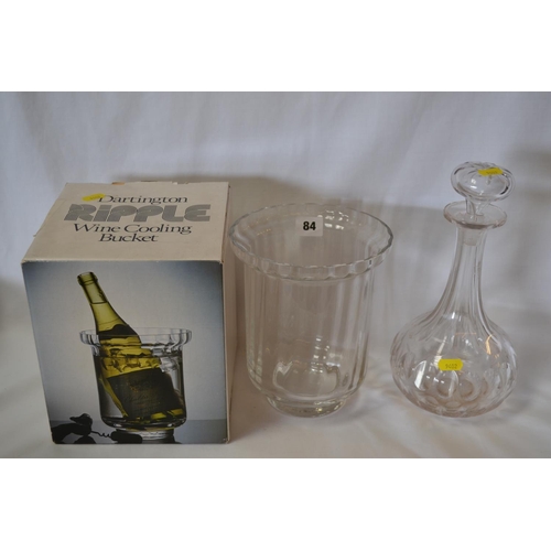 84 - DARTINGTON GLASS ICE BUCKET AND STAR BASE BULBOUS WINE DECANTER